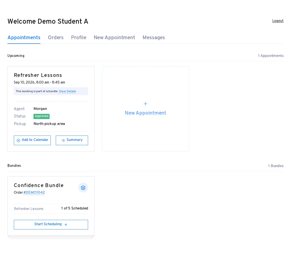 The student requests a lesson — RouteOS with example data.